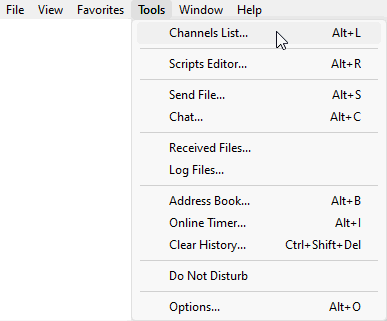 mIRC Tools Menu