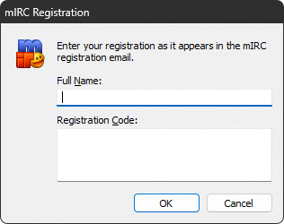mIRC registration dialog